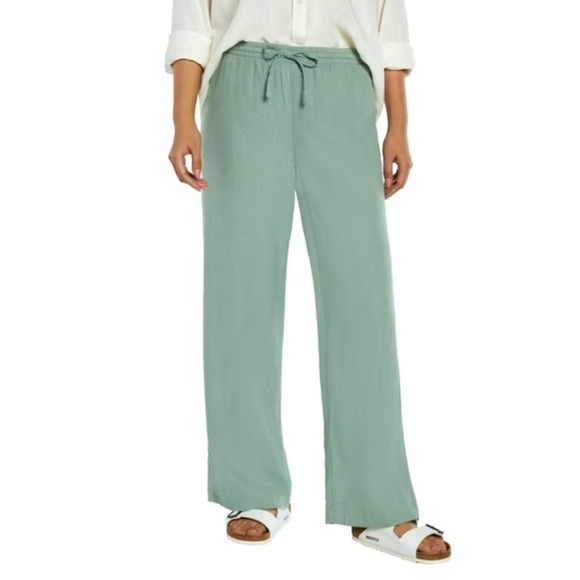 GAP Pants - GAP Linen Pull-On Pants Sage Green Wide Leg Drawstring Trousers Large NEW
